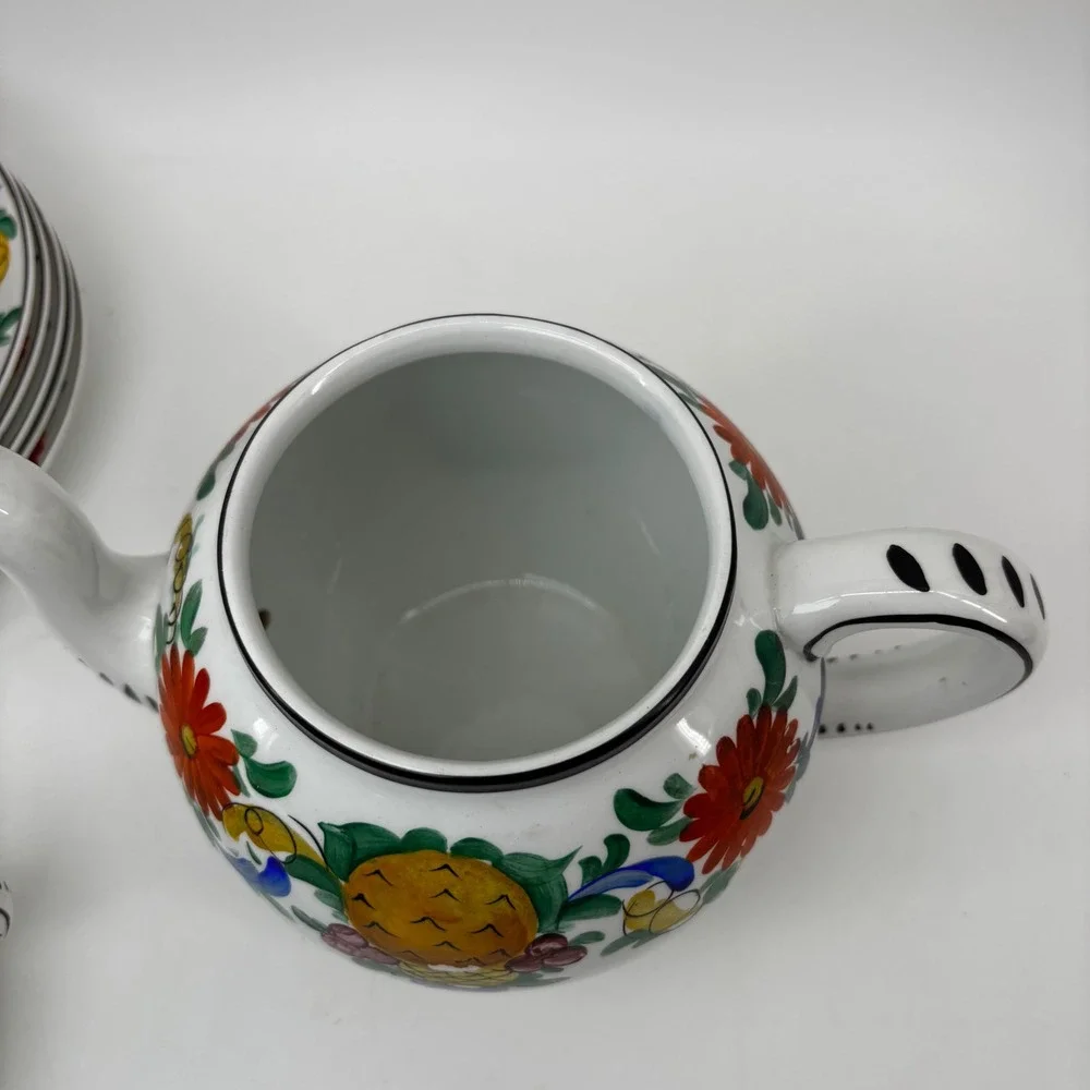 Vintage H. & N. Germany De Luxe Porcelain Teapot Floral Fruit Hand Painted T 795